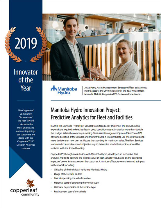 Manitoba Hydro | Innovator of the Year Award | Copperleaf
